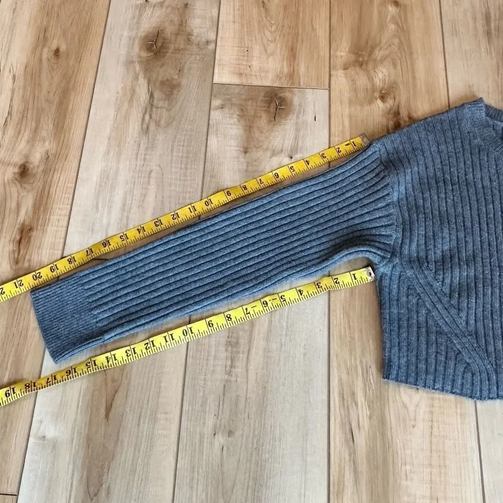 NWT Wild Fable Front Zip Long Sleeve Gray Ribbed Sweater Size Large